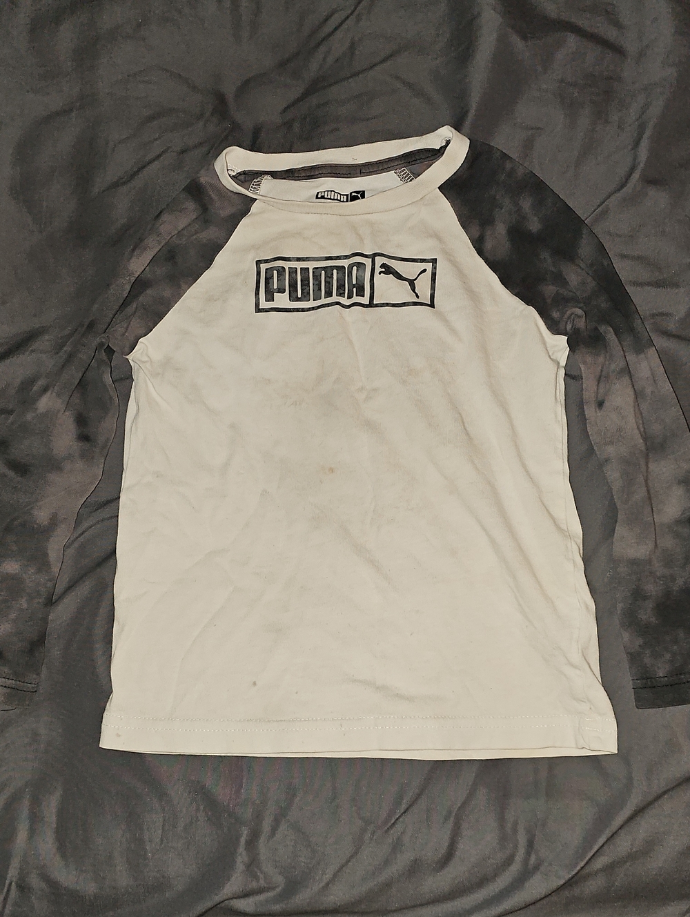 Puma Black & White Raglan Logo Long Sleeve Shirt